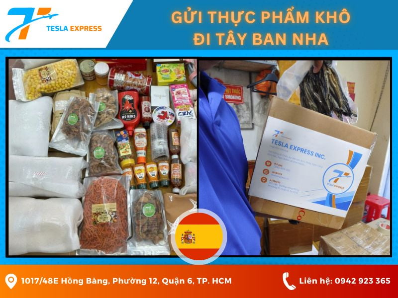 gui thuc pham kho di tay ban nha