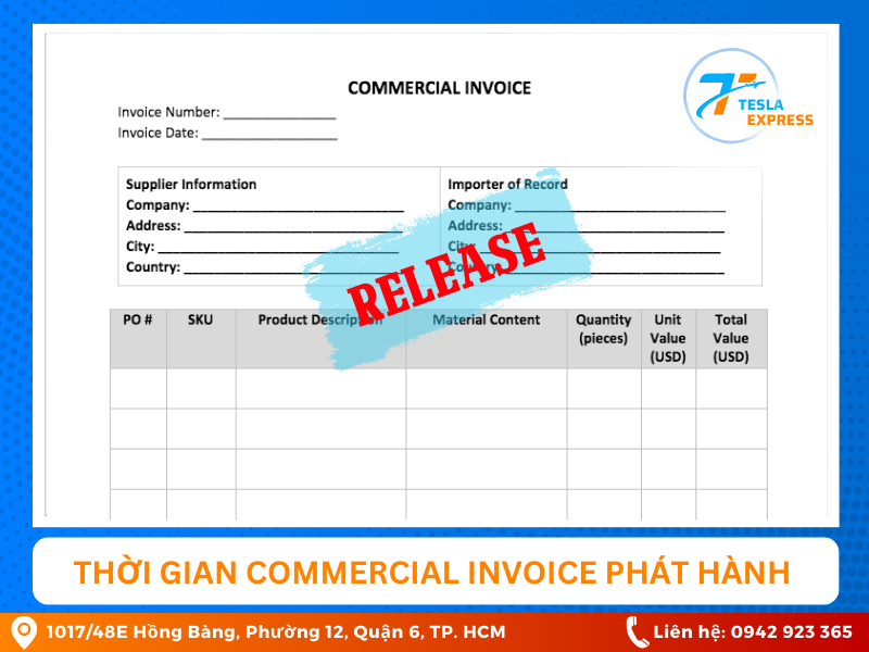 commercial invoice phat hanh khi nao