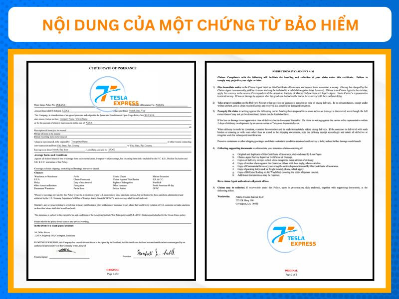 noi dung cua chung tu bao hiem hang hoa