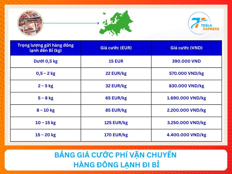 Các phương thức vận chuyển hàng đông lạnh đi Bỉ