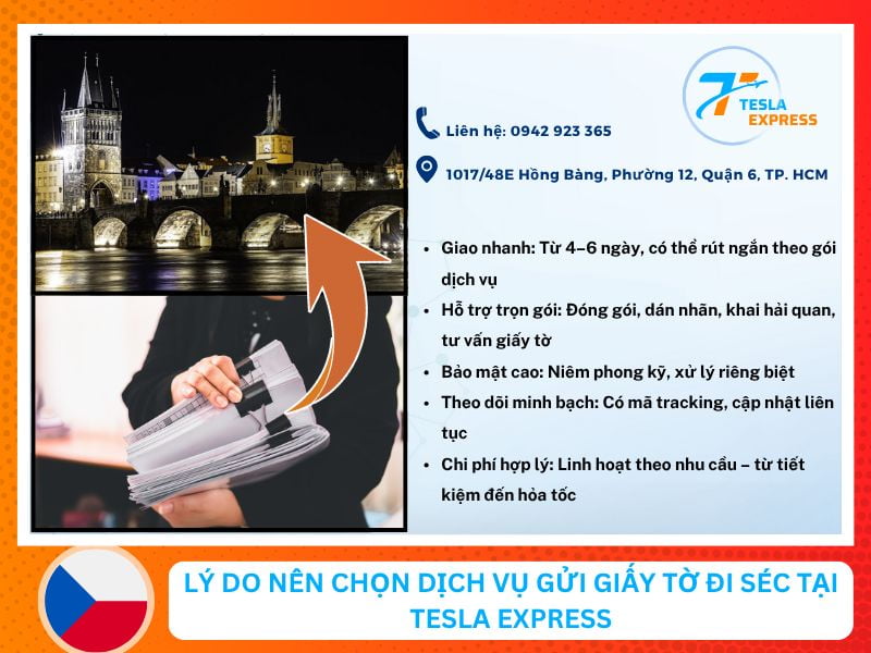 Lý do nên chọn dịch vụ gửi giấy tờ đi Séc tại Tesla Express