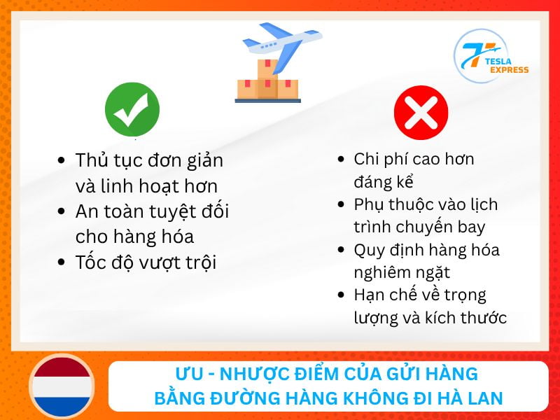 uu nhuoc diem viec gui hang bang duong hang khong di ha lan
